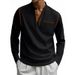 Men's Long Sleeve Henley T-Shirt – Premium Polyester Blend, Slim Fit, Solid & Two-Tone Colors For Casual & Business Casual (S-Xxxl, 6 Colors)_viptrois.com