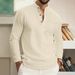 Men's Waffle-Knit Stand Collar Polo Shirt – Breathable Button-Up Long Sleeve (S-XXXL, 6 Colors)_viptrois.com
