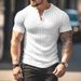 Men's Clothing solid color men's new summer versatile short sleeved Henry shirt casual knitted T shirt_viptrois.com