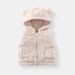 New Autumn And Winter Plush Hooded Zipper Children's Vest Bear Outer Wear Sleeveless Jacket Top School Uniform Artifact_viptrois.com