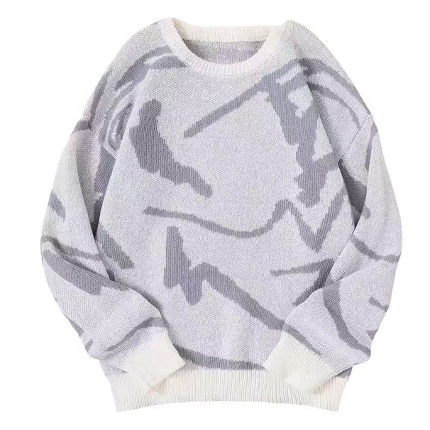 Cross-Border Xiyin Trendy Sweater For Men And Women Autumn Winter Loose Jacquard Round Neck Hong Kong Style_viptrois.com