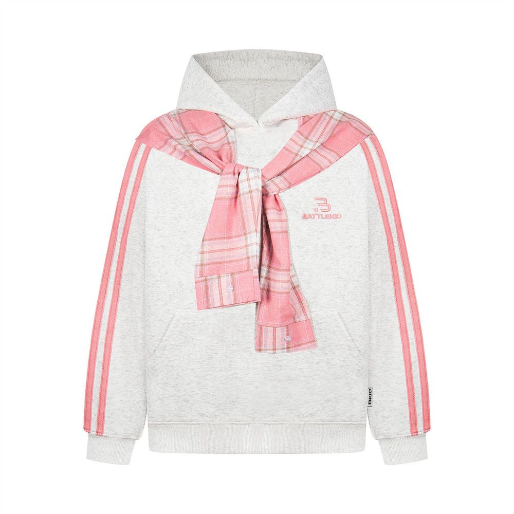 American Street Style Plaid Lace-Up Shawl Detachable Hooded Sweatshirt Pullover Loose Casual Spring Autumn Men's Vibe_viptrois.com