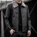Men's Clothing Fleece-lined pu Leather Clothing Youth Lapel Warm Middle-aged and Elderly Dad's Coat Business Jacket _viptrois.com
