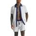 Men's Beach & Casual Short Sleeve Shirt + Shorts Set – Quick-Dry Polyester Summer Outfit (White/Black, S-XXXL, Lightweight & UV Protection)_viptrois.com