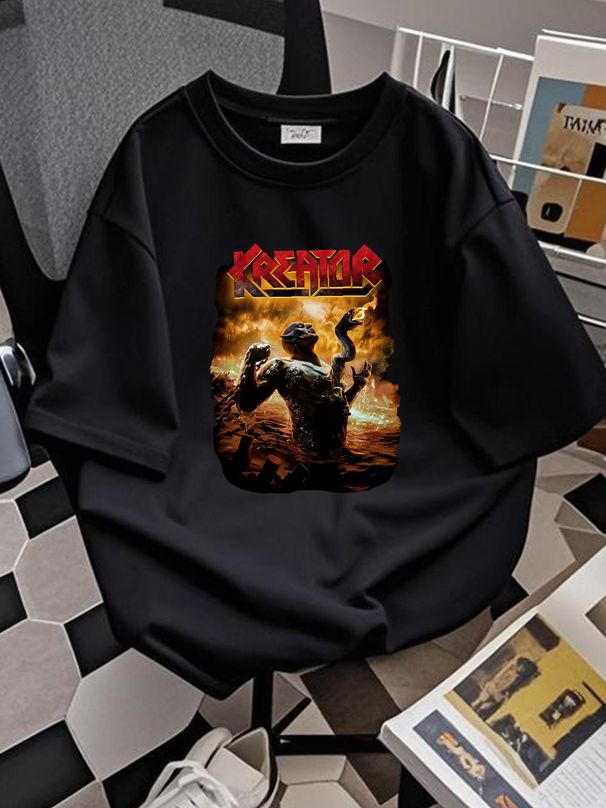 Kreator Band Black T Shirt Cotton S 5XL RM504 Top For Everyday Wear Slightly Summer Versatile Designer Clothes Comfortable Stylish Graphic_viptrois.com