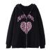 Street Hip Hop Gothic Y2K Black Zipper Hoodie 2022 Rock Harajuku Jacket Sweatshirt For Women_viptrois.com