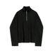 Half-height Zipper Long-sleeved T-shirt For Men Autumn And Winter Warm And Thick Inside With A Trendy Half-turtleneck Base Shirt_viptrois.com