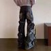 Utility Cargo Denim Pants For Men And Women | High Waisted Wide Leg Dragging Hem Relaxed Fit Jeans Versatile Unisex Appeal_viptrois.com