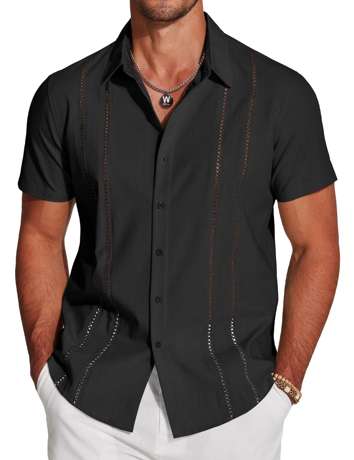 Men's Hawaiian Short Sleeve Shirt 3D Digital Print Vacation Casual Button Down Shirt With Lapel_viptrois.com