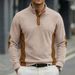 Men's Corduroy Polo Shirt – Relaxed Fit Long-Sleeve Ribbed Collar Shirt (White/Red/Green/Blue/Beige/Brown, Sizes S-Xxxl)_viptrois.com