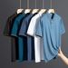 Men's Clothing New Style Ice Silk Short Sleeved Polo Shirt Men's Quick Drying Solid Color Lapel T Shirt Mesh Breathable Polo Shirt_viptrois.com