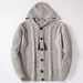 Men's Knit Hooded Cardigan Sweater - Ribbed Long Sleeve Open Front Casual Streetwear (Sy0137, Grey, M-3xl)_viptrois.com