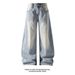 Men's Bamboo Joint Washed Curved Jeans Loose Wide Leg Casual Trousers Mid Waist Straight Pants Autumn Style High Street Vibe Black Blue_viptrois.com