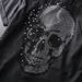 Slim Fit Cotton Shirt With Imported Crystal Rhinestone Skull Design Casual Modern Short Sleeve White Inelastic Single Breasted_viptrois.com