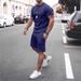 Men's Clothing Summer Men's Solid Color Short Sleeved Suit Shorts Two Piece Suit Casual Men's Sports Large Size Suit_viptrois.com