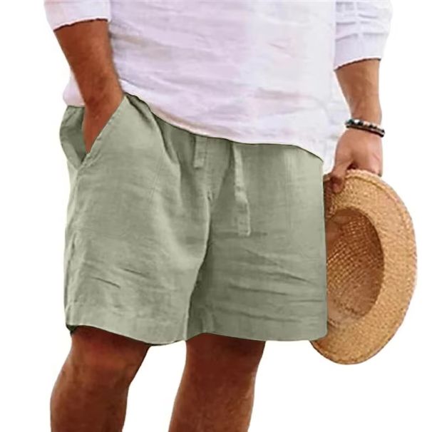 New Men's Cotton Solid Color Beach Short Summer Lightweight Pants Outdoor Large Breathable Shorts Homme_viptrois.com