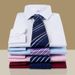 Men's Long Sleeve Business Shirt – Professional White & Striped Dress Shirt For Office, Work Uniform, Interviews_viptrois.com