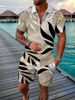 Men's Clothing Fashion Zipper Polo Shirt Suit Casual Printed Polo Shirt Shorts 2 Piece Set_viptrois.com