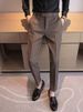 Men's Clothing Casual Trousers Spring And Summer Slim Fit Nine Point Trousers Trendy Versatile Coffee Color Small Foot Drape Trousers_viptrois.com