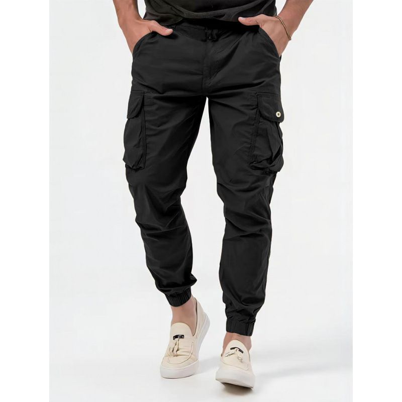 Men's Clothing Three Dimensional Bag Woven Cargo Pants Tie Belt Leggings Casual Pants Solid Color Men's Pants_viptrois.com