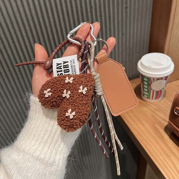 Bag Charms Lambswool Love Pendant Plush Bow Lanyard Climbing Bracelet Keychain Bag Pendant_viptrois.com