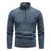 Loom European And American Cross-Border Trade Autumn Winter New Men's Stand Collar Pullover Sweater Business Striped Fleece_viptrois.com