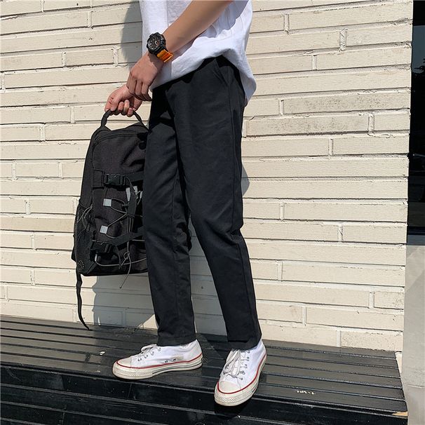 Men's Clothing Straight Pants Loose Wide Leg Pants Boys Summer Nine Point Casual Pants Versatile 9 Points_viptrois.com