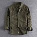 Men's Clothing Workwear Multi Pocket Shirt Jacket Simple Washed Distressed Versatile Long Sleeved Shirt Casual Tops_viptrois.com