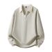Men's Oversized Color-Block Polo Collar Sweatshirt – Casual Long Sleeve Pullover (M-8XL)_viptrois.com