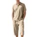 Men's Clothing Men's Summer Linen Suit Hawaiian Shirt Short Sleeve Loose Beachwear With Shorts For Formal & Casual_viptrois.com