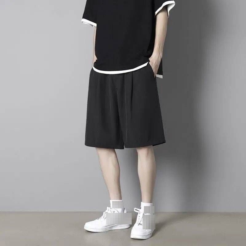 Men's Quick Drying Ice Silk Shorts Summer Thin Casual Loose Fit Plus Size Mid Waist For Beach Running Fitness Work_viptrois.com