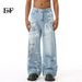 Men's Clothing 2025 New Arrivals American Trendy Street Graffiti Fun Straight Leg Floor Length Wide Leg Pants Jeans_viptrois.com