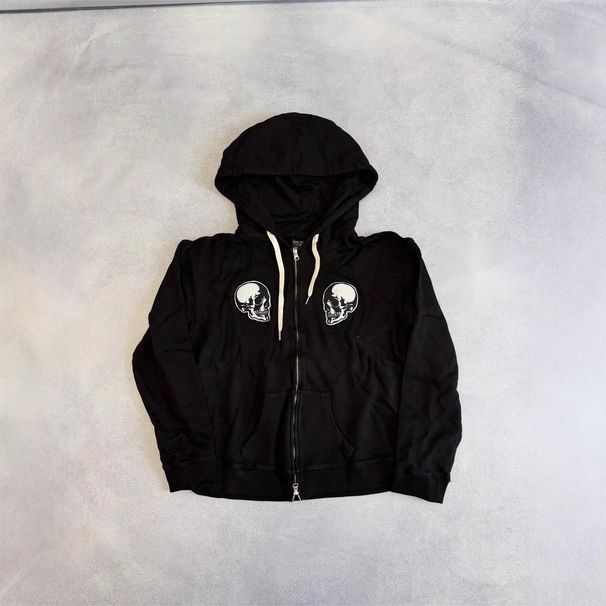 Unisex Zip-Up Hoodie With Skull Print - Stylish Streetwear Pullover For Men & Women All-Day Comfort_viptrois.com