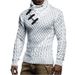 Men's High Neck Knit Sweater – Winter Turtleneck Pullover With Button Detail | Slim Fit & Ribbed Hem_viptrois.com