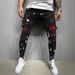 Men's Slim Fit Ripped Pants New Men's Paint Patch Jeans_viptrois.com