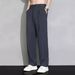 Ice Silk Workwear Small Western Pants For Men, Summer Thin Wide-leg Straight-cut Loose Casual Pants, High-grade Draping Suit Pants_viptrois.com