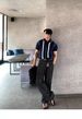 Men's High Quality Breathable Hollowed Out Color Block Knit Polo Shirt Korean Style Vertical Striped Short Sleeved T-Shirt For Spring/Summer_viptrois.com