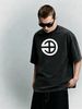 Vintage Minimalist Geometric Symbol Graphic 230G Washed Cotton Oversized T-Shirt Men's Casual Luxury Short Sleeve Summer Tee_viptrois.com