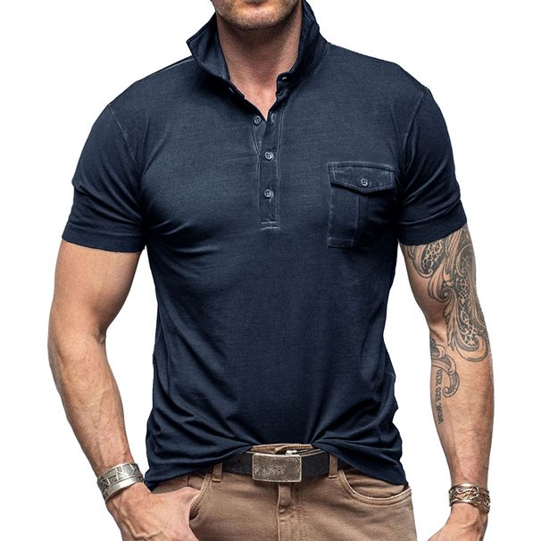 Men's Clothing Summer Outdoor Lapel European And American Men's T Shirts Men's Solid Color Short Sleeved Polo Shirts Wholesale_viptrois.com