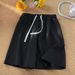 Men's Clothing White Shorts Summer Thin Pants Men's Loose High Waist Ice Silk Wide Leg Shorts Slim Drape Casual Shorts_viptrois.com