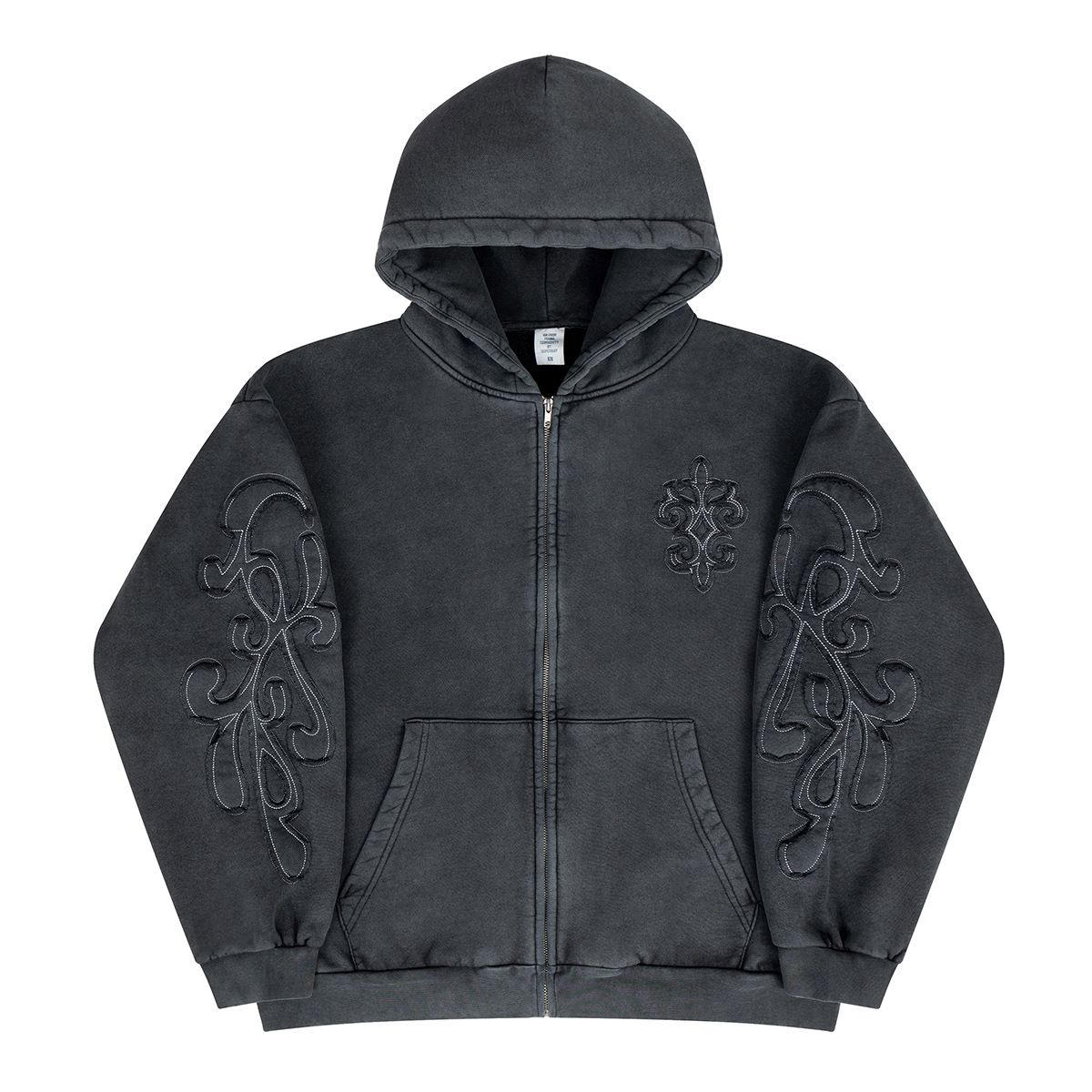 Autumn Winter New American Street Style Trendy Brand Washed Embroidered Cardigan Fleece-Lined_viptrois.com