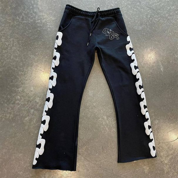 New Product 2025 Fashion High Street Hip-Hop Y2K Sweatpants Women Men Elastic Waist Letter Foaming Printing Straight Type Casual Sport Long Pants_viptrois.com