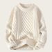 Men's Cable Knit Sweater Casual Crewneck Pullover Winter Warm Slim Fit Solid Color Top_viptrois.com
