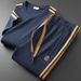 Lightweight Summer Men's 2-Piece Set Breathable Modal Cotton Short Sleeve T-Shirt & Straight Leg Pants With Minimalist Embroidery_viptrois.com