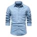 Autumn New European Denim Trend Versatile Long Sleeved Shirt Men's Top_viptrois.com