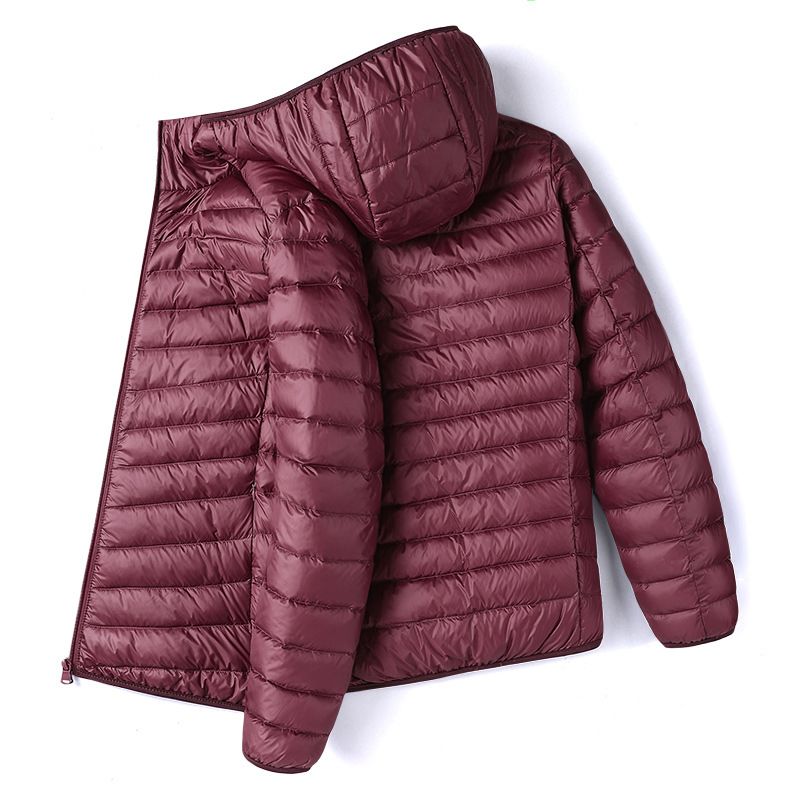 Men's Lightweight Down Jacket With 90% White Duck Down, Hooded Winter Coat For Outdoor & Casual Wear - Windproof & Warm_viptrois.com