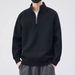 Half-zipper Stand-up Neck Sweater Men's Autumn And Winter Retro Thickened Men's Solid Color Simple Casual Top Jacket Men_viptrois.com