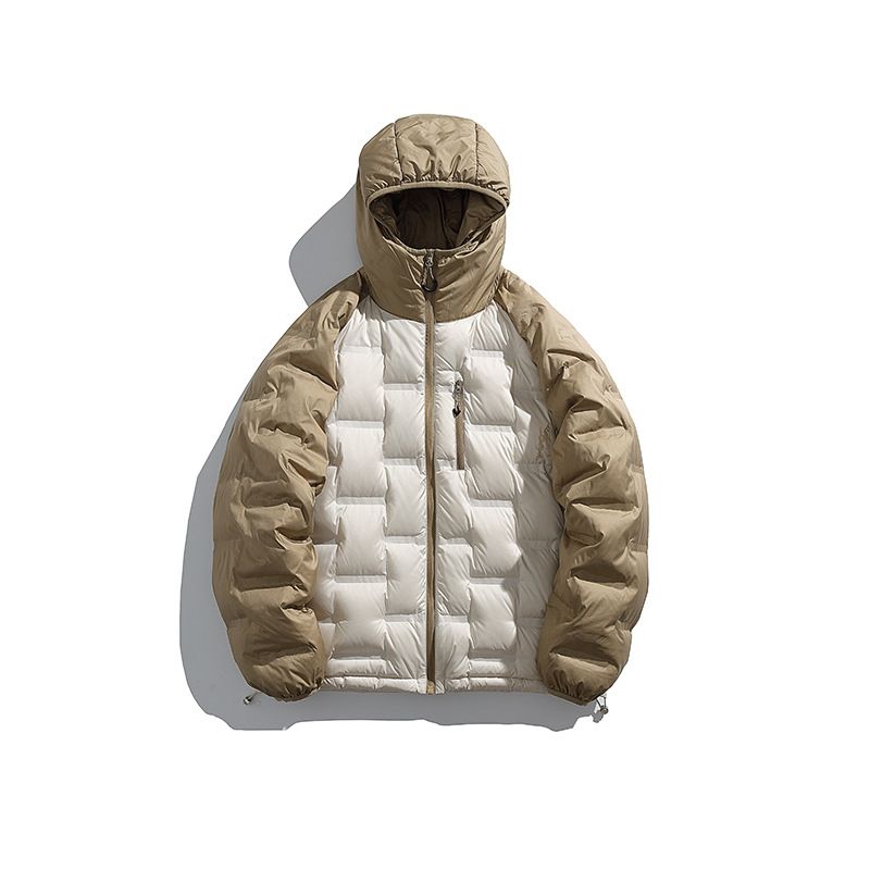 Men's Lightweight Down Jacket With Color-Blocking & Seam-Sealed Design, 90% White Duck Down Fill, Hooded Outdoor Sport Coat For Casual Wear_viptrois.com