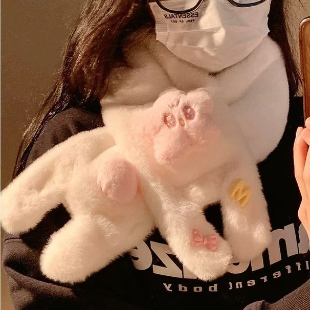 Cartoon Star Small Bone Five Finger Gloves Women In Winter, Cute Plush, Thick Warm, Hanging Neck For Cycling, Windproof_viptrois.com
