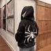 Gothic Unisex Hoodie With Spider Print - Dark Aesthetic Zip-Up Sweatshirt For Men & Women (White, Black, Red, Khaki, Blue, Green, Lavender)_viptrois.com